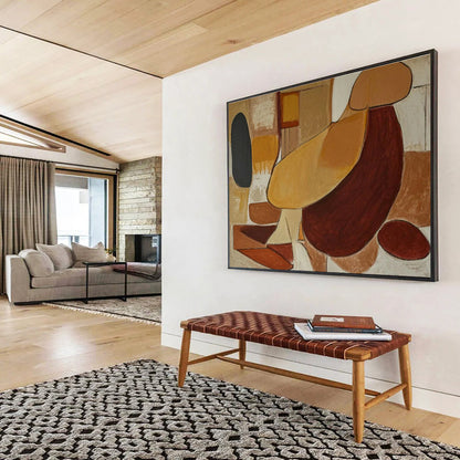 Brown - Yellow Minimalist Figure for Mid - Century Dining Areas DLZ2472
