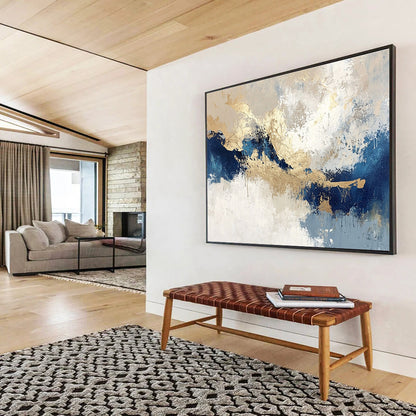 Blue - Gold Mountain Abstract for Spa Retreat & Contemporary Home SC023