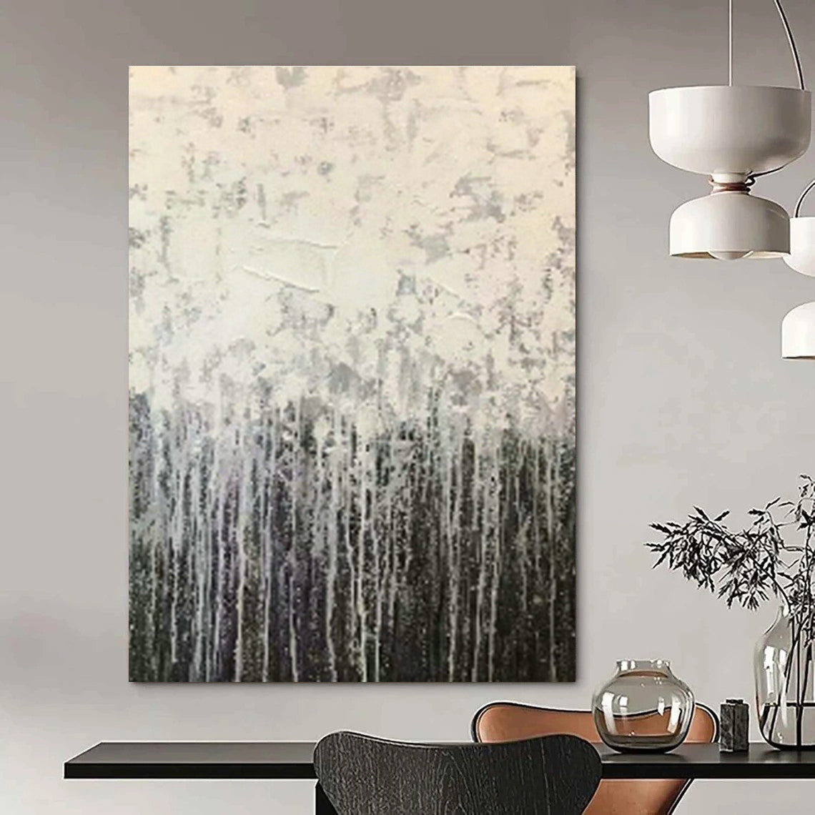 Gray Dripping Abstract Art for Modern Office Reception & Industrial - Style Café DLZ0890