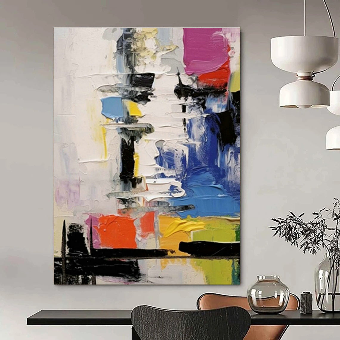 Colorful Layered Abstract Art for Artistic Community Center & Energetic Dance Studio DLZ1565