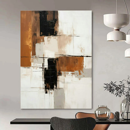 Brown - Black Geometric Abstract Art for Modern Office Reception & Industrial Loft DLZ1721