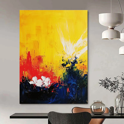 Yellow and Colorful Flower Abstract for Cheerful Kitchen & Bright Home Nursery STSC407
