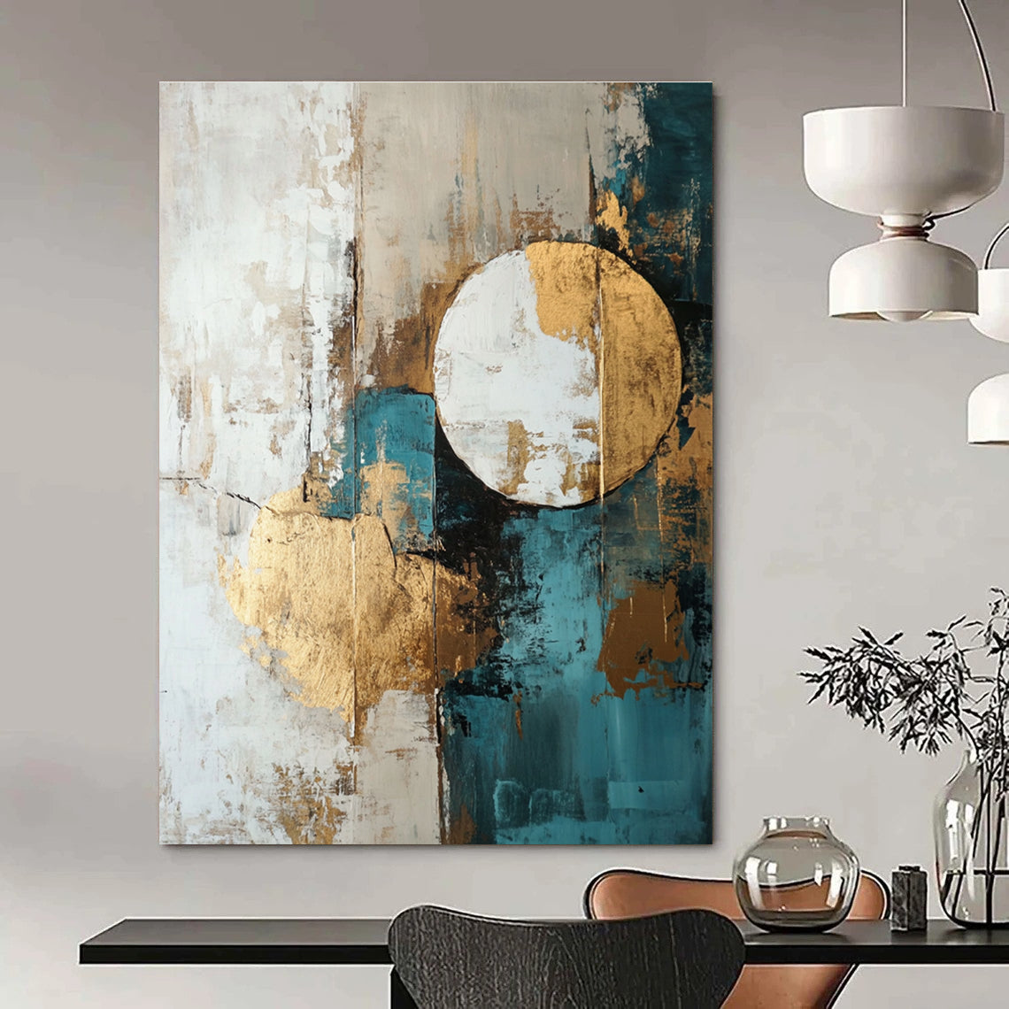 Gold and Teal Abstract for Luxury Hotel Lobby & Contemporary Office STSC193