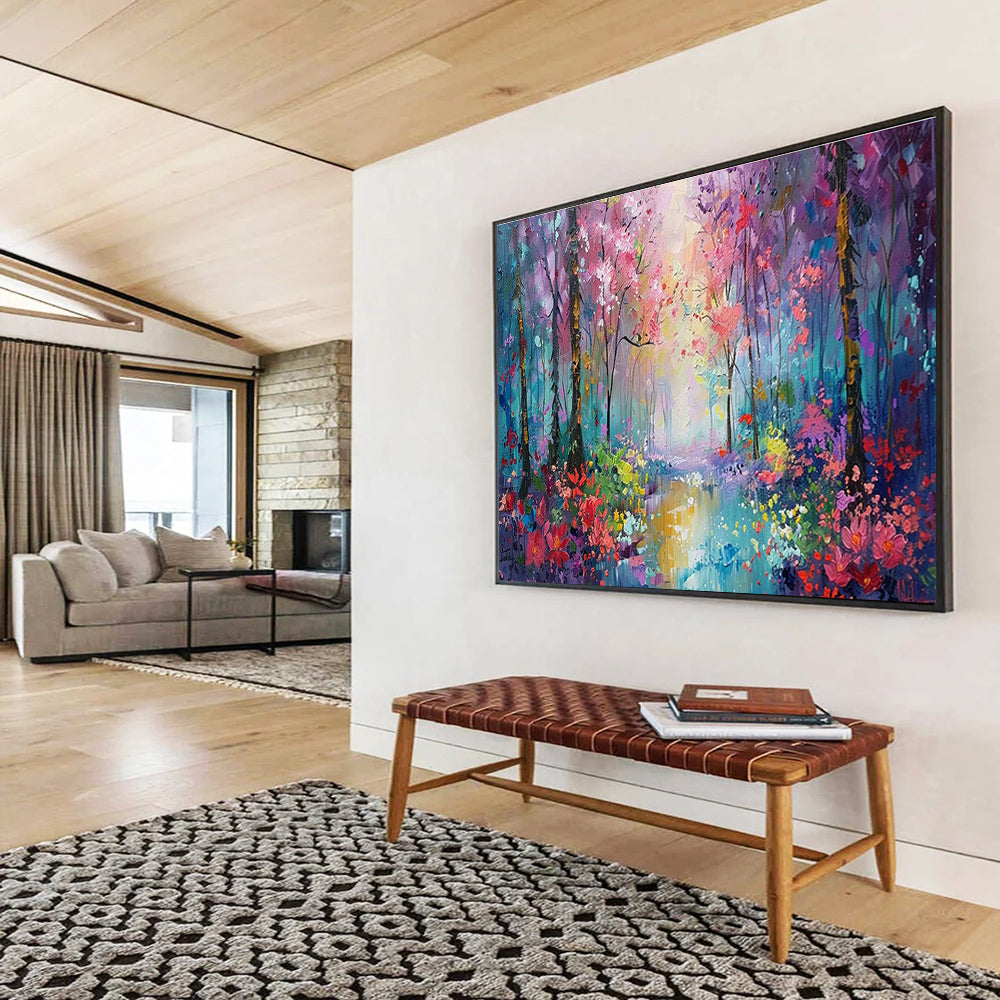 Enchanted Forest Oil Painting for Luxury Spa Retreat Relaxation Rooms DLZ3149