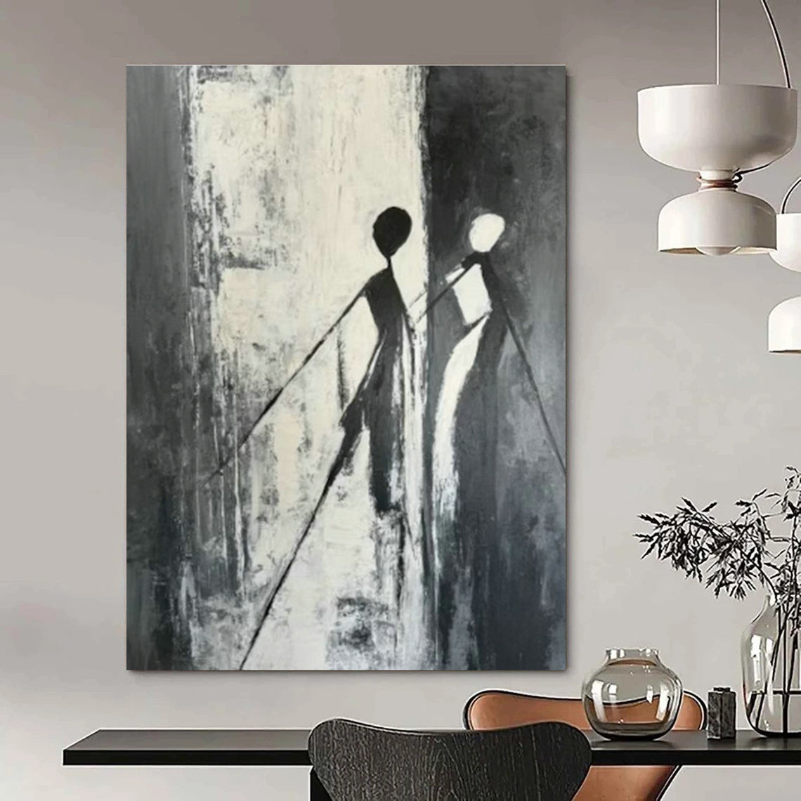 Abstract Black and White Figures Art for Art Gallery & Dance Studio DLZ0628