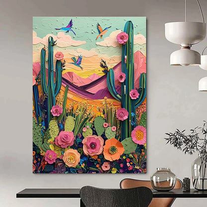 Colorful Desert Cactus Art for Southwest - Themed Boutique & Eclectic Home Entryway STSC1426