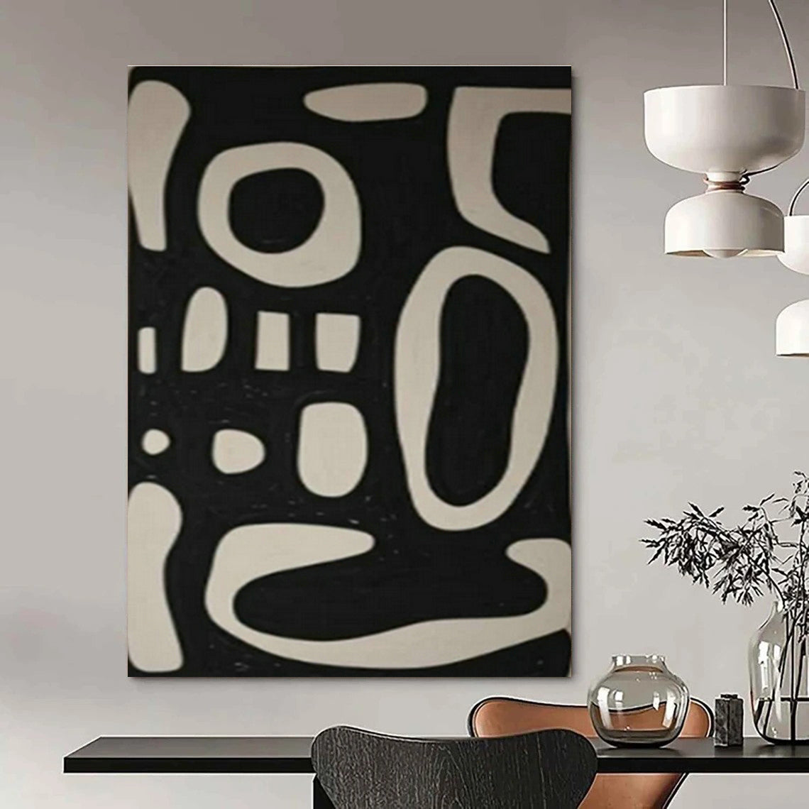 Black and White Symbolic Abstract Art for Bohemian - Inspired Home & Creative Collective Space DLZ1977