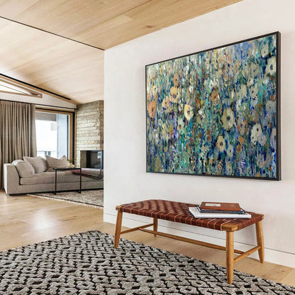 Colorful Flower Field Oil Painting for Countryside Café Dining Areas DLZ3281