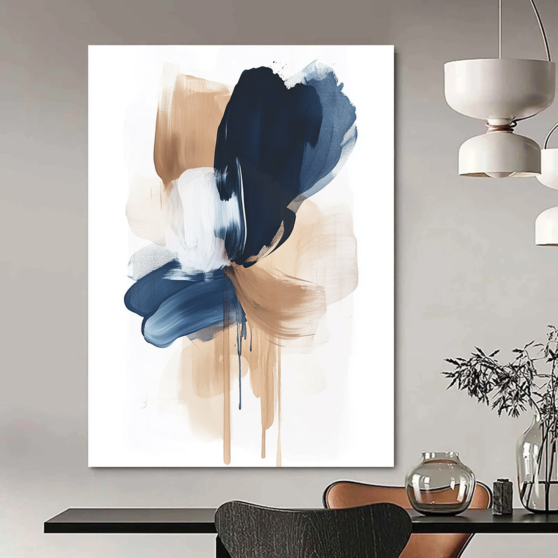 Blue and Beige Abstract Brushstrokes Art for Coastal - Inspired Home Office & Art Gallery Café STSC1325