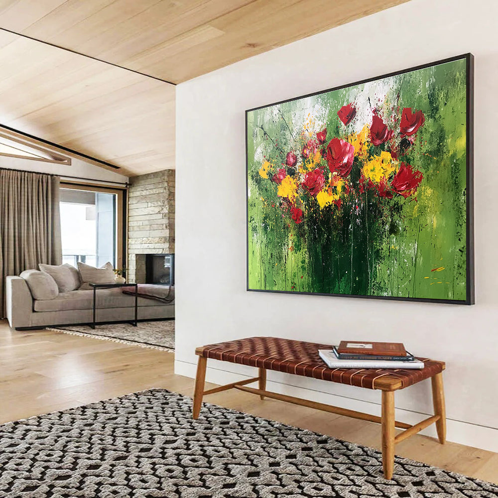 Expressive Flower Bouquet Art for Romantic Restaurant & Home Dining Room SC479