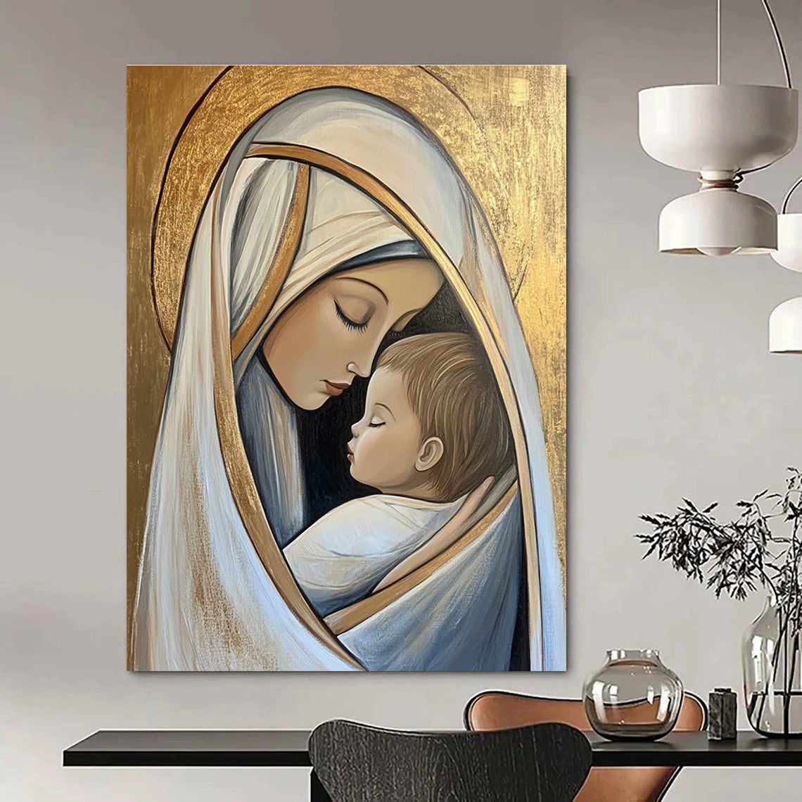 Madonna and Child Art for Religious Institution & Serene Home Prayer Room STSC1434