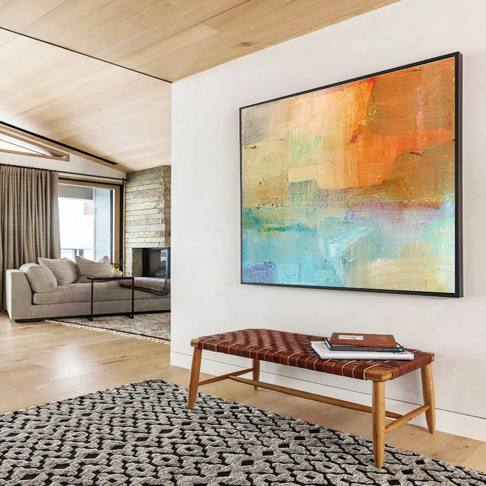 Vibrant Colorful Block Abstract Art to Infuse Liveliness and Energy into Your Kitchen DLZ2785