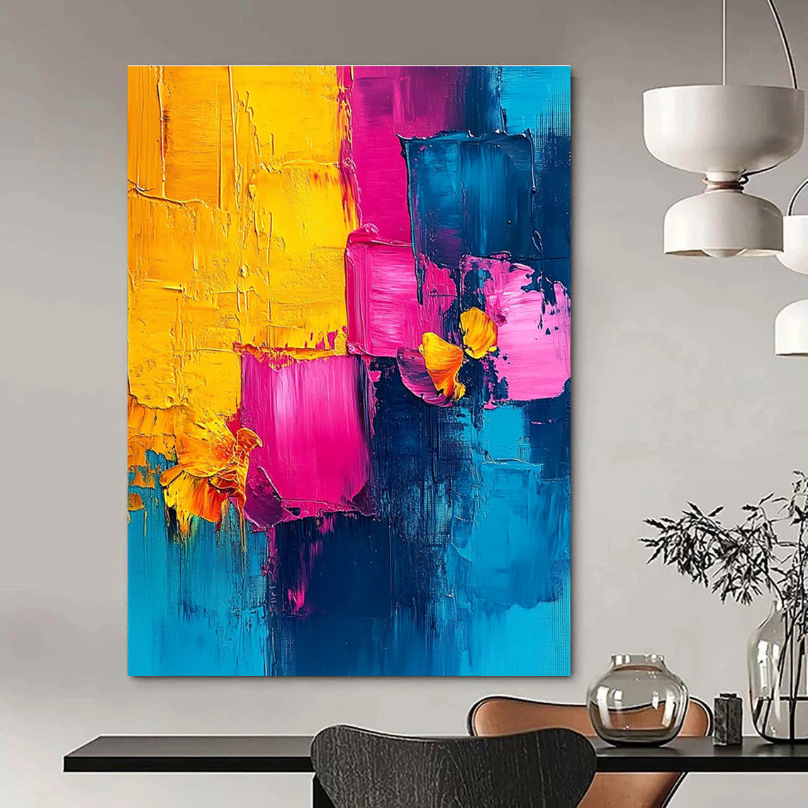 Bright Color Block and Flower Abstract for Cheerful Kitchen & Art Gallery Pop - Up STSC495
