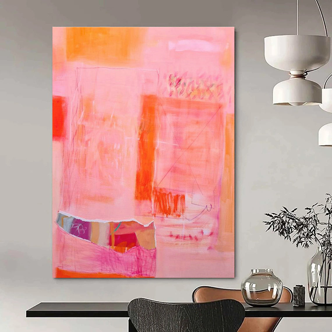 Pink - Orange Abstract Art for Romantic Bed and Breakfast Suites DLZ0177