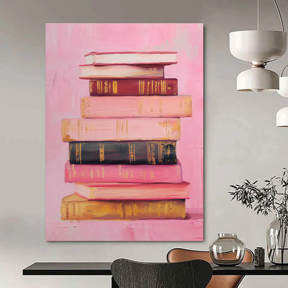 Realistic Book Stack Painting for Bookstore & Intellectual’s Study DLZ0657