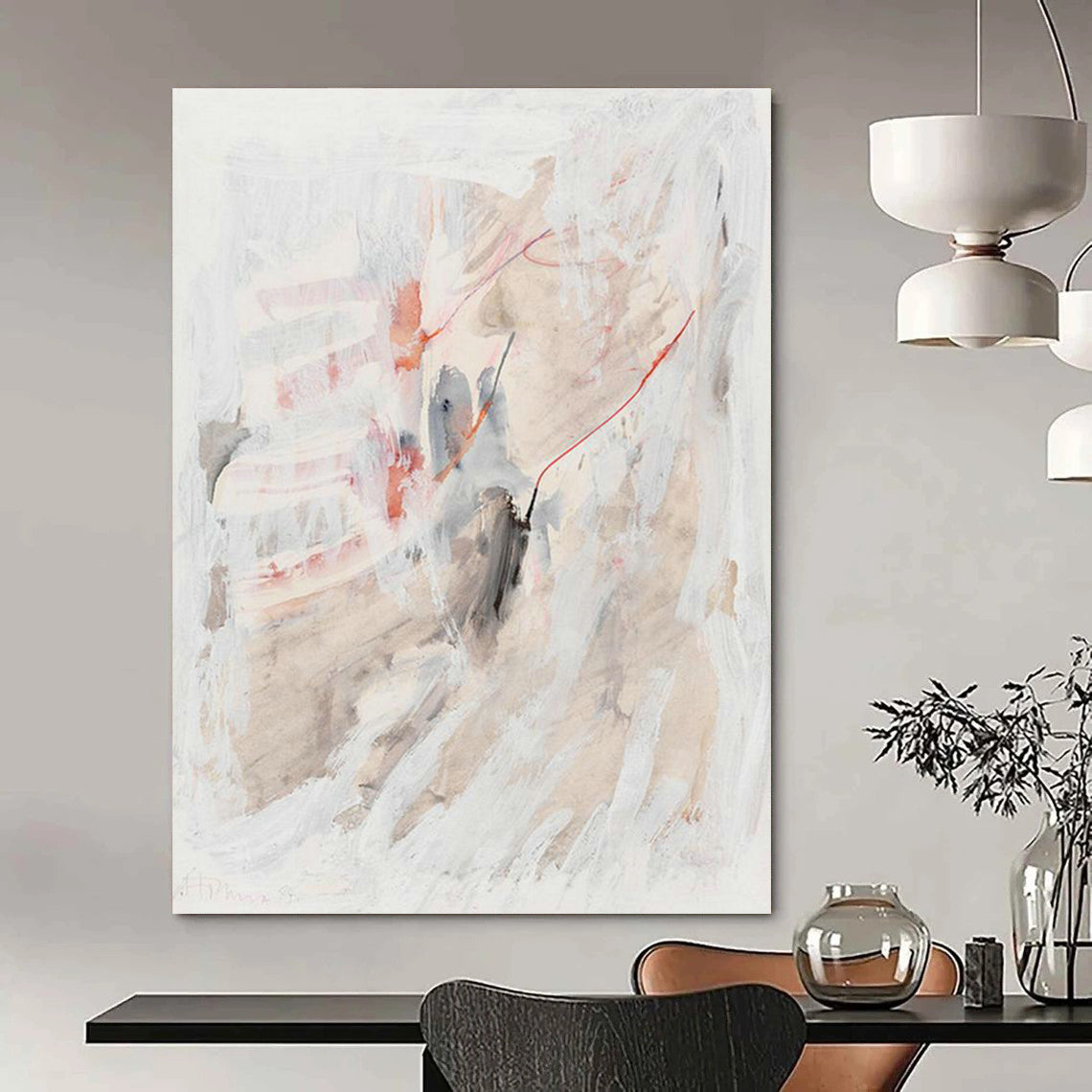 Soft Color Abstract Art for Minimalist Bedroom & Calming Yoga Studio DLZ2230