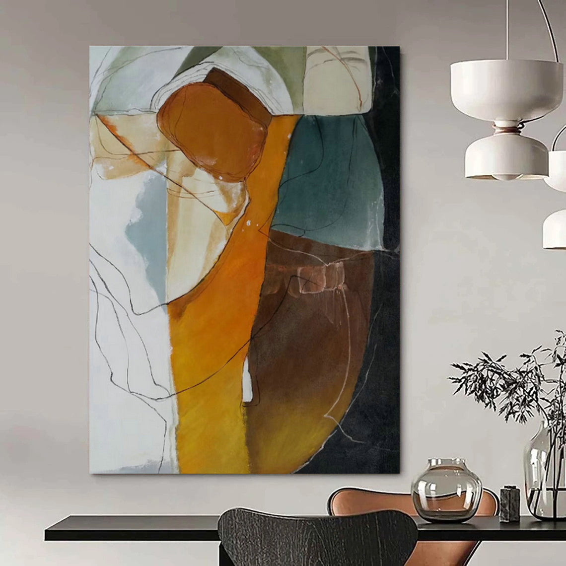 Colorful Abstract Shapes with Lines Art for Creative Studio & Community Center DLZ0609