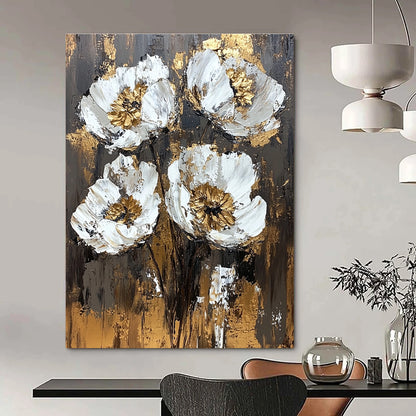 Gold - Accented Flower Abstract for Luxury Bedroom & Upscale Restaurant STSC834