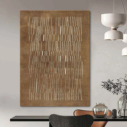 Brown & White Linear Abstract Art for Bohemian Office & Rustic Home Study DLZ1998