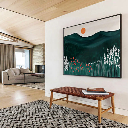Mountain & Wildflower Field Abstract Art for Nature - Lover Bedroom Corners DLZ2608