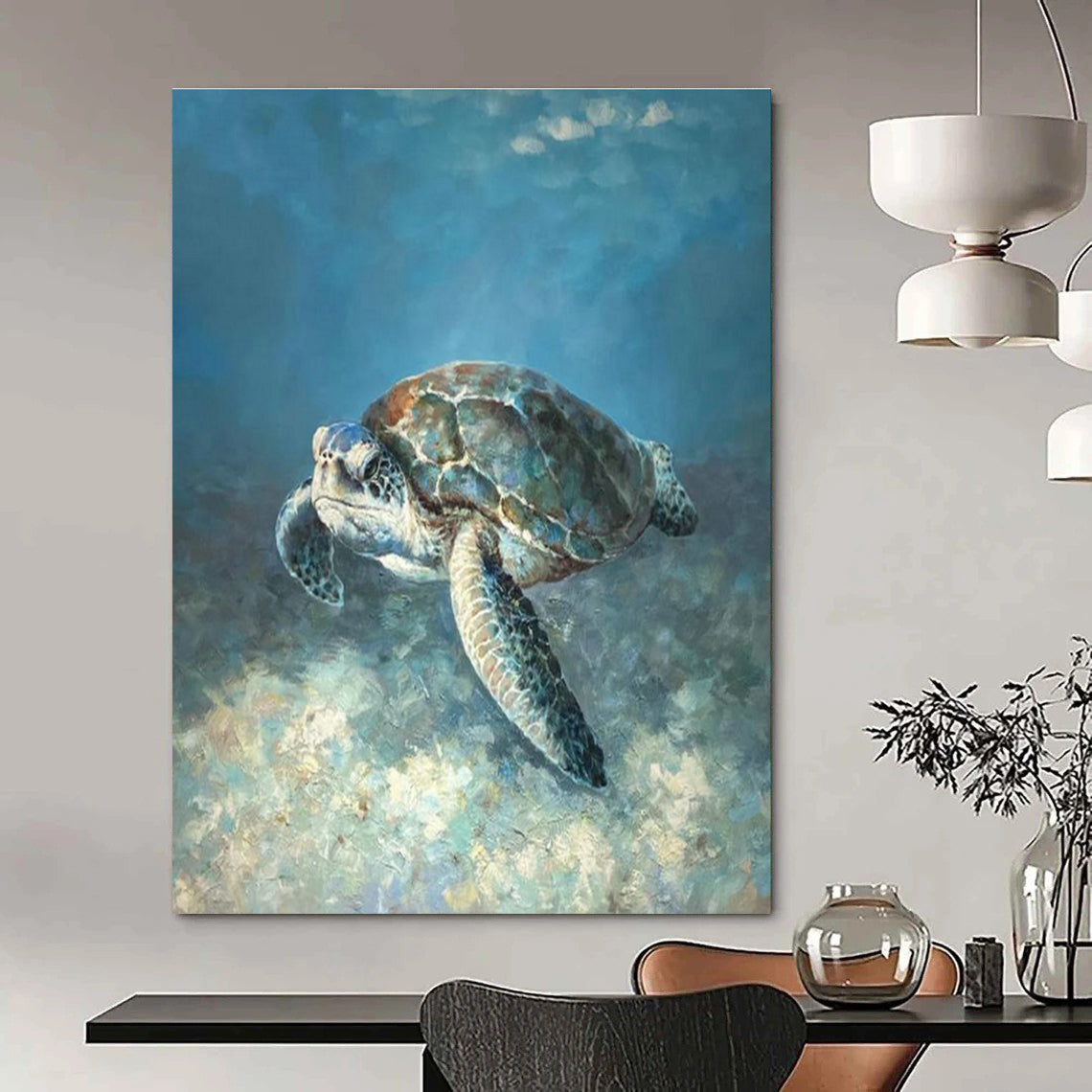 Realistic Sea Turtle Art for Coastal Home Bathroom & Marine - Themed Gallery DLZ2143