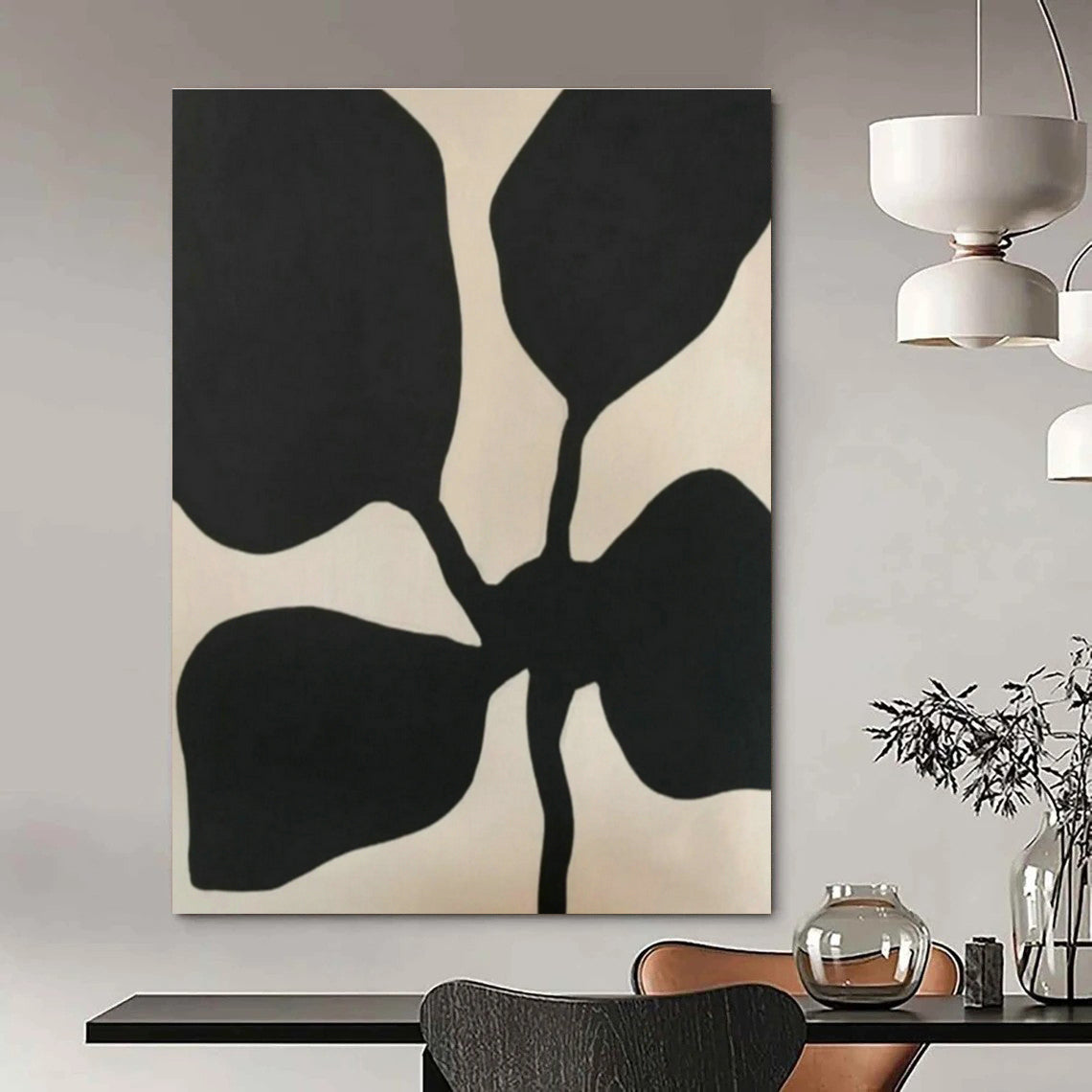 Black Flower - Shaped Abstract Art for Boutique Store & Home Entryway DLZ1084