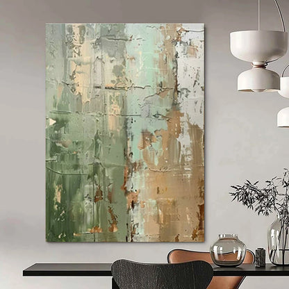 Green - Brown Textured Abstract Art for Rustic Home Library & Eco - Friendly Art Gallery DLZ1741