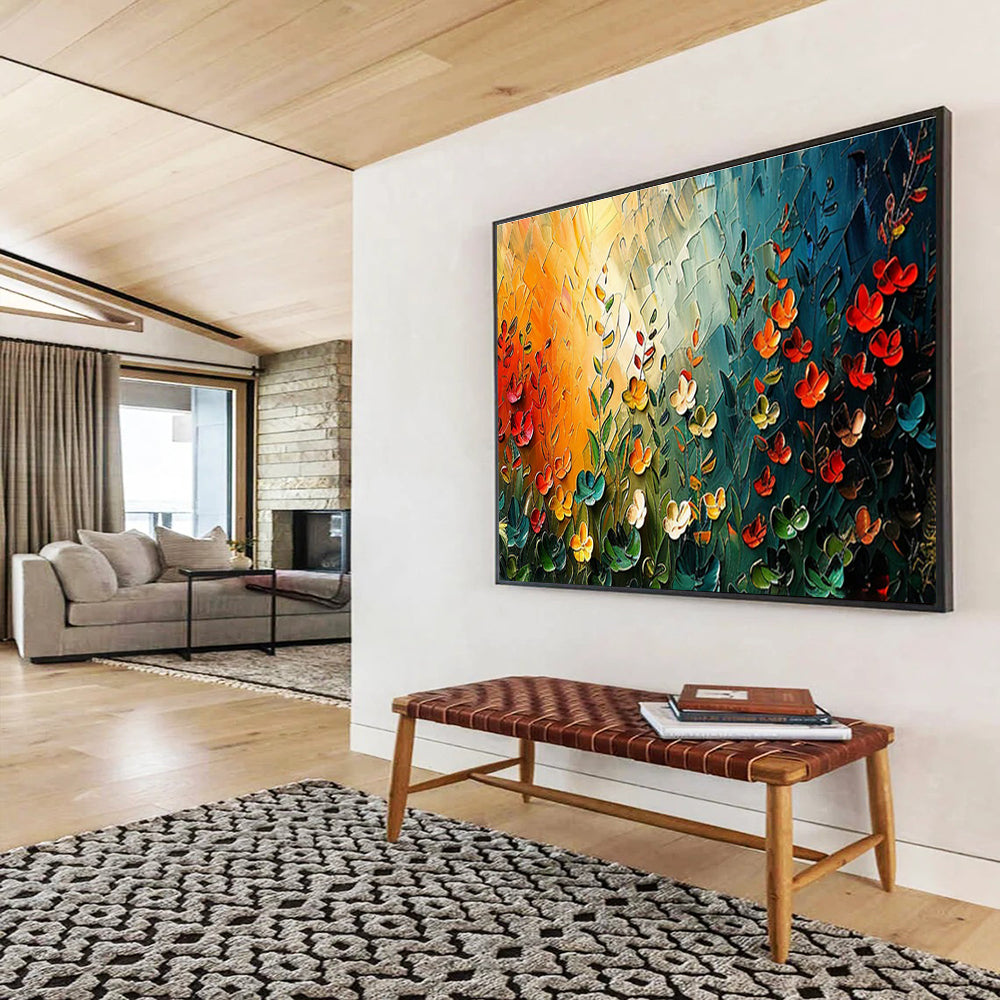 Vivid Floral Field Art for Inspirational Yoga Studio DLZ3071