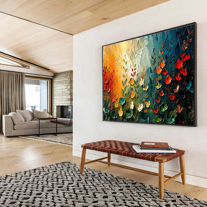 Vivid Floral Field Art for Inspirational Yoga Studio DLZ3071