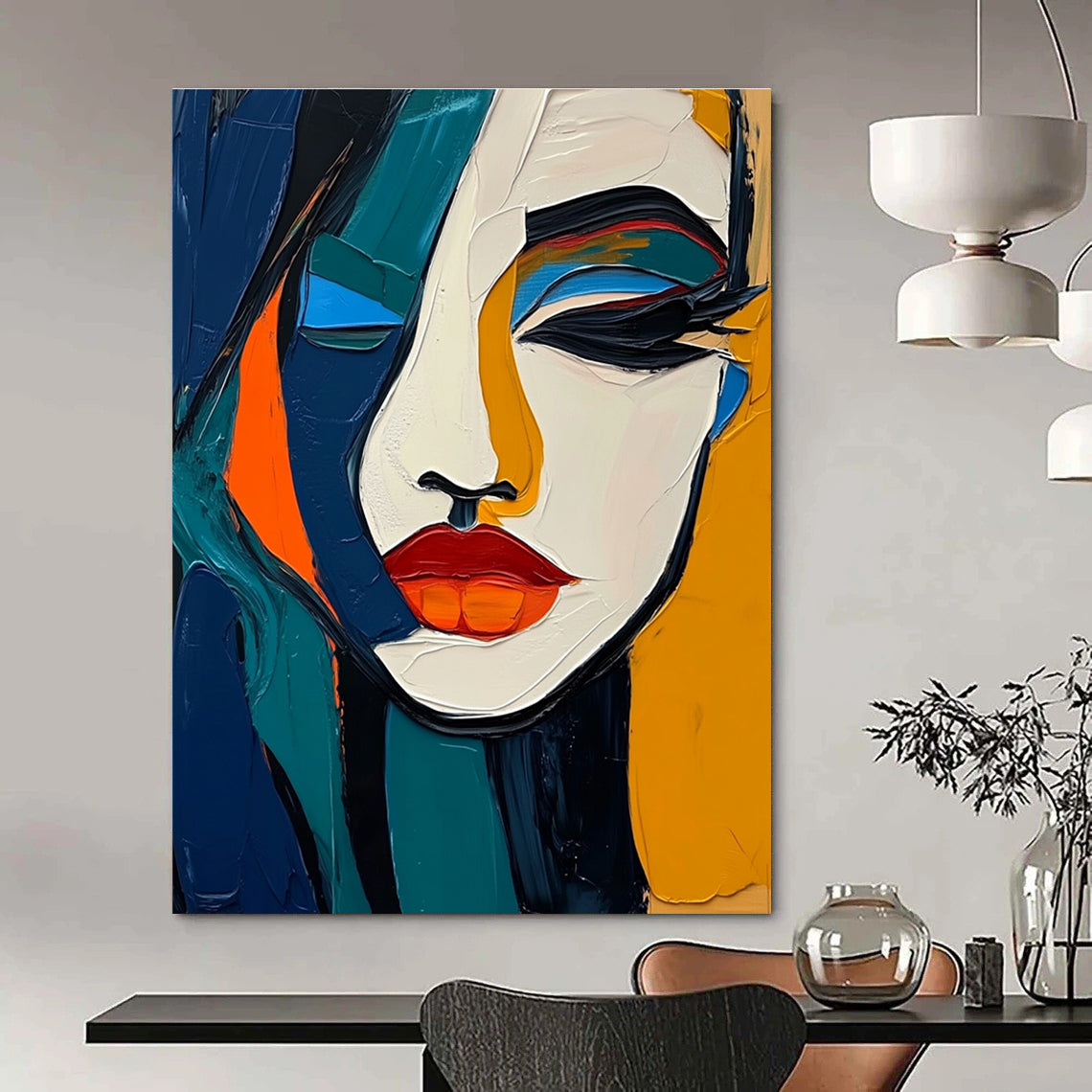 Cubist Female Face Art for Modern Home & Art History Museum STSC1098