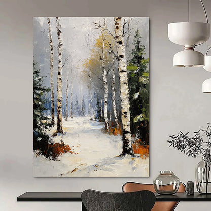 Snowy Birch Forest Path 1 Art for Winter Lodge & Nature - Lover’s Study STSC1381