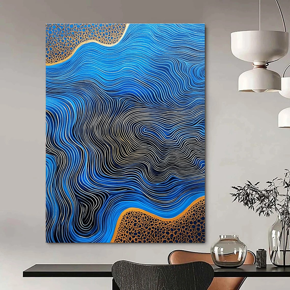 Blue Waves with Gold Details for Luxury Yacht Club & Art - Deco Style Restaurant STSC957