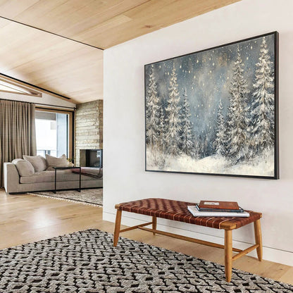 Snowy Forest Night Art for Nordic - Style Ski Resort Lounge Areas DLZ3194