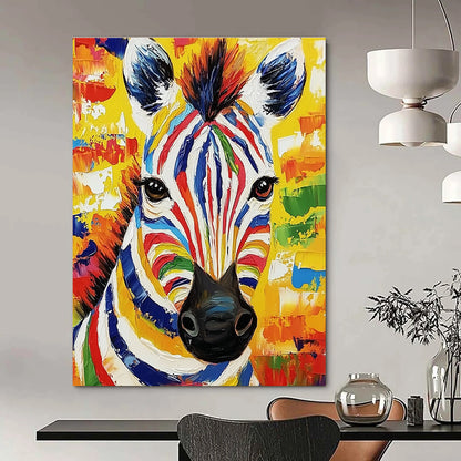 Vibrant Zebra Portrait for Exotic Animal - Themed Lounge & Bold Art Gallery STSC975