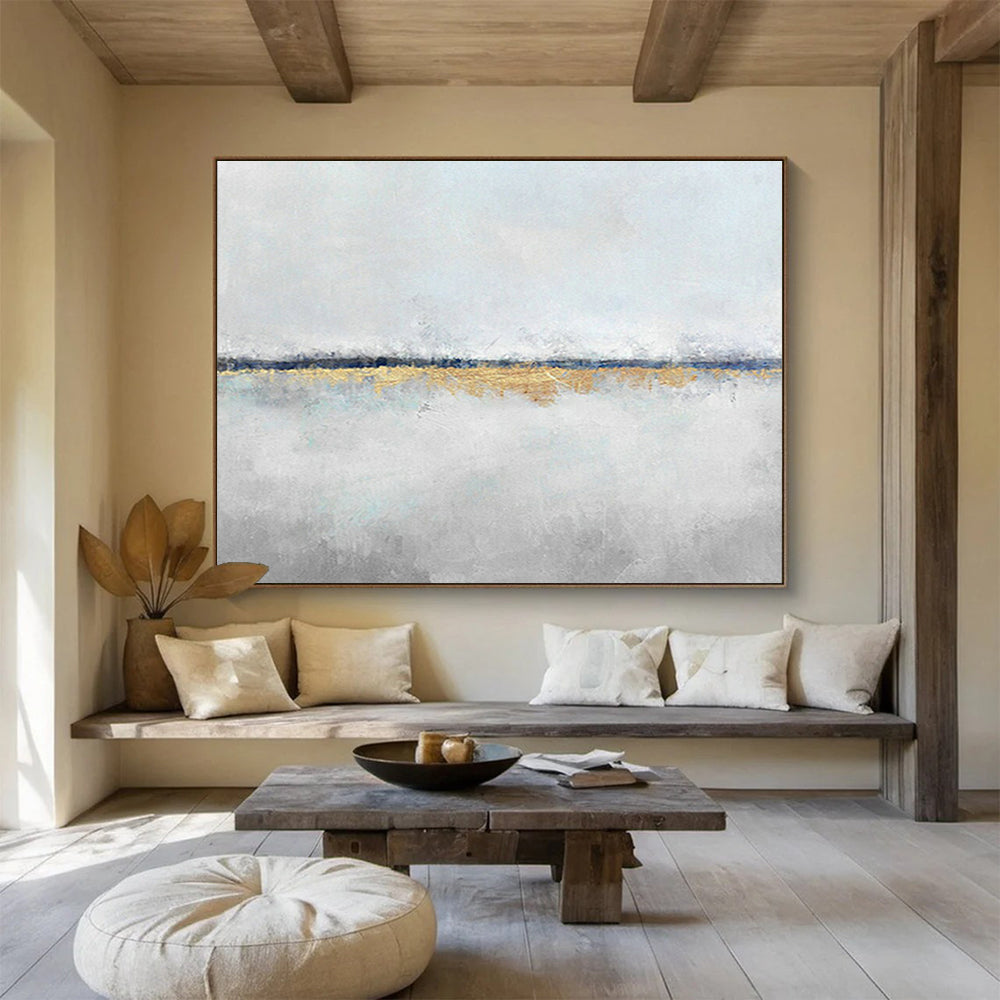 Gold - Foil Watercolor Abstract Art for Luxury Hotel Lobby Walls DLZ2603