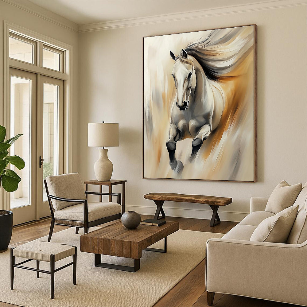 Galloping White Horse for Equestrian - Themed Home & Motivational Office STSC896