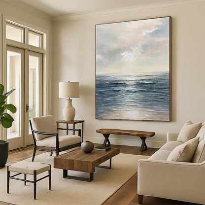 Sea and Sky Serenity Art for Coastal Villa Living Room & Beachfront Hotel Spa DLZ0870