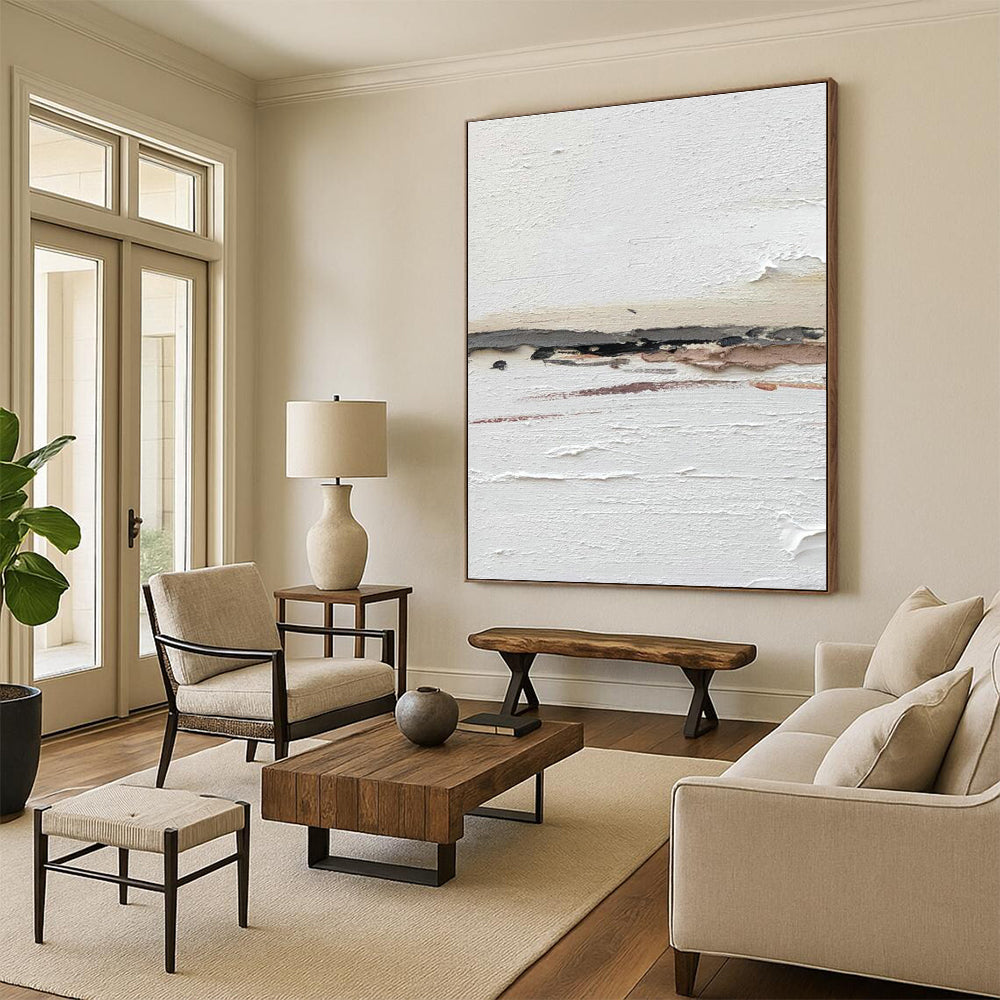 White - Based Abstract Art for Minimalist Home & Yoga Studio DLZ2364