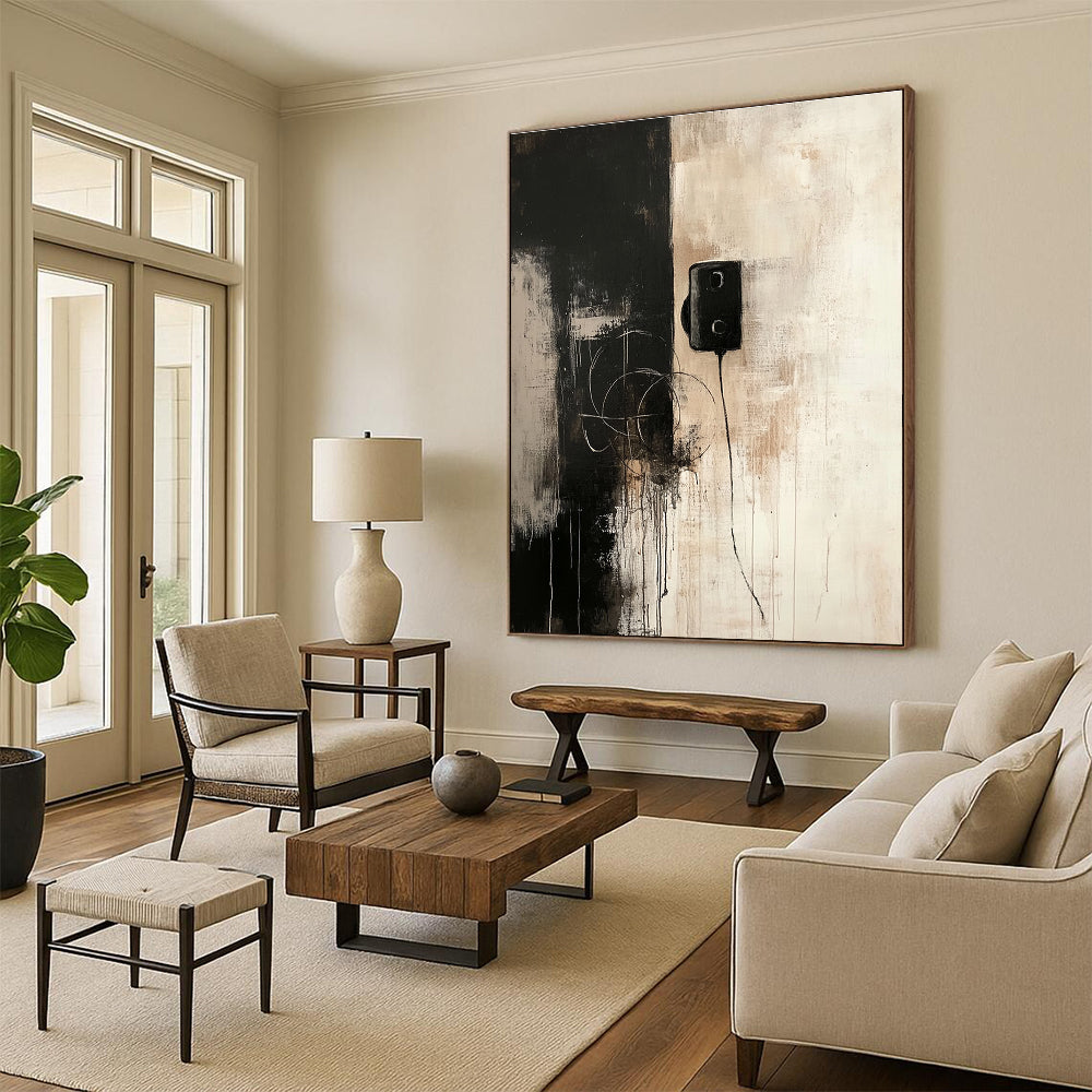 Minimalist Black & Beige Art for Gallery & Minimalist Home STSC727