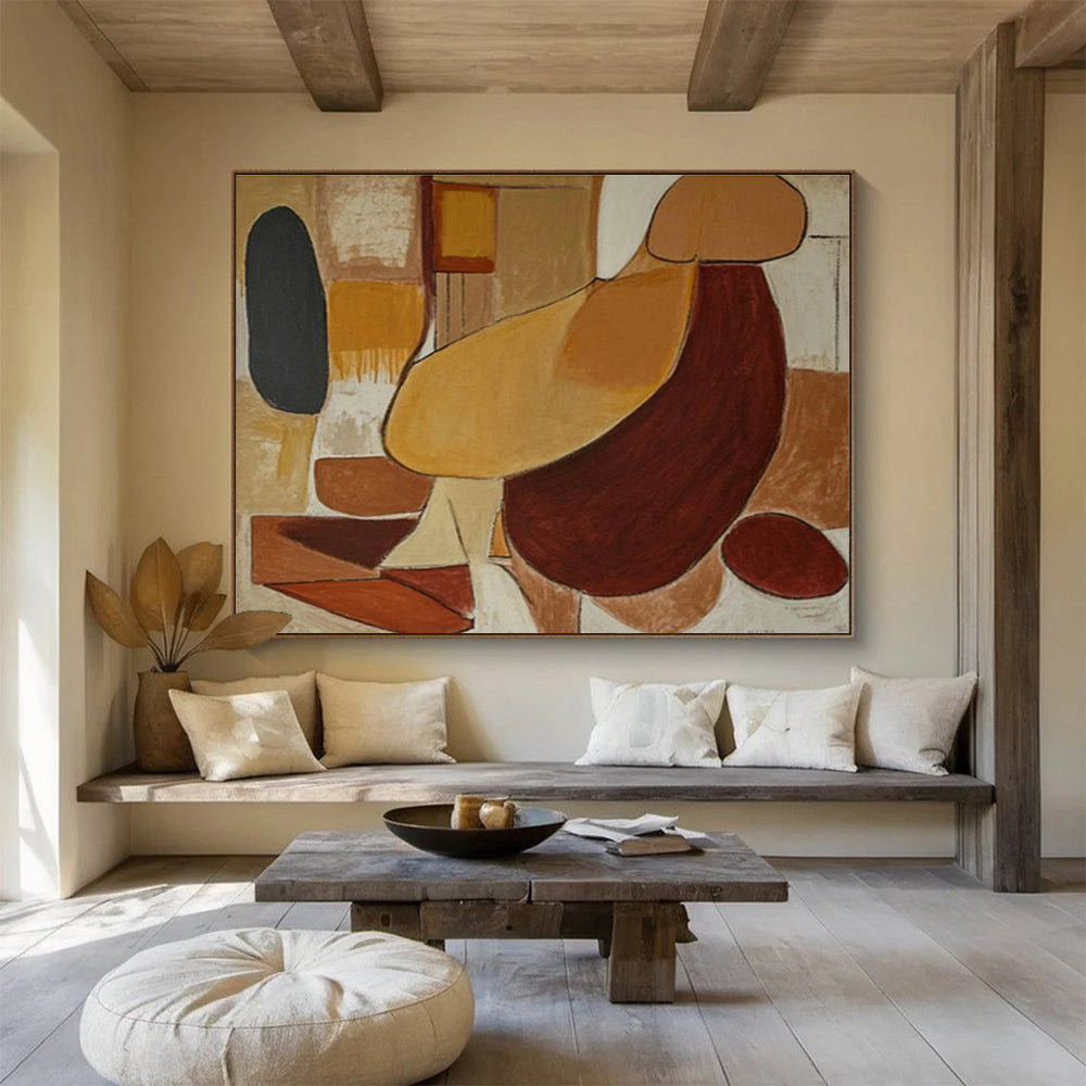 Brown - Yellow Minimalist Figure for Mid - Century Dining Areas DLZ2472