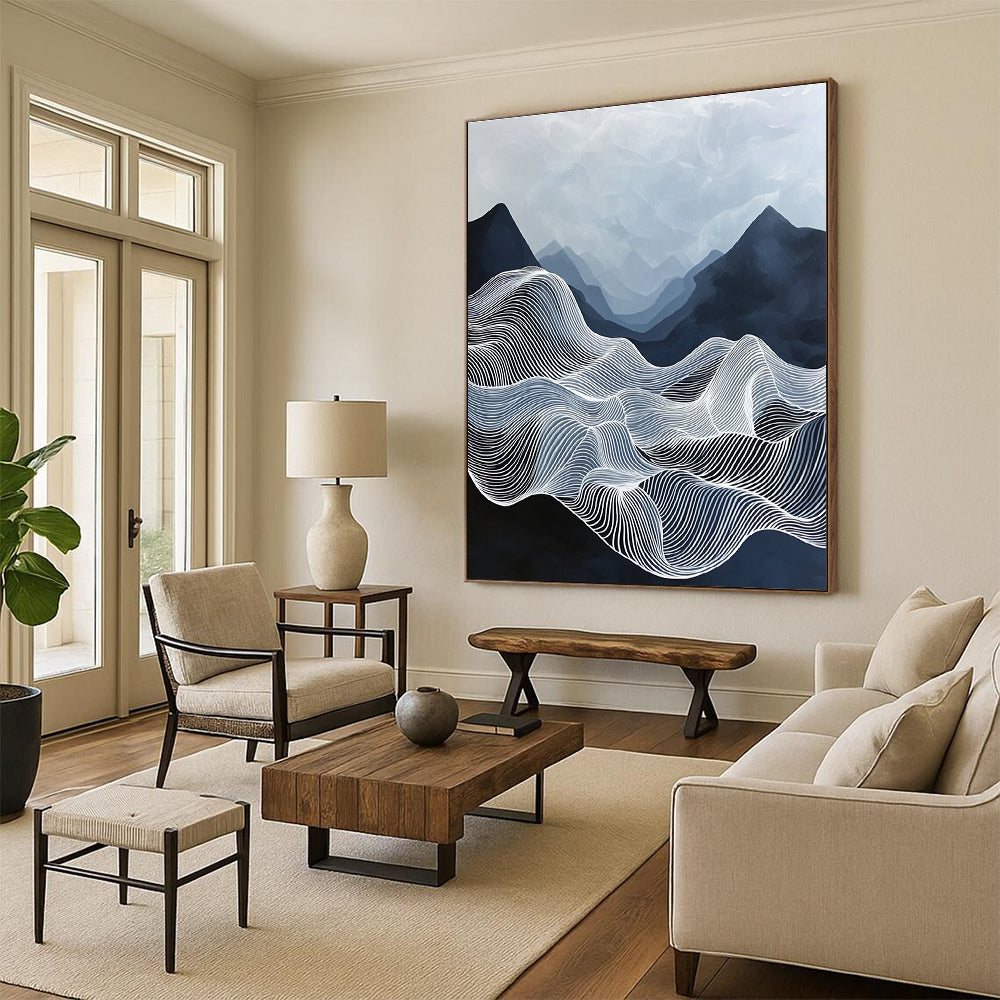Line - Drawn Mountain Landscape for Outdoor Enthusiast’s Home & Nature - Themed Gallery STSC1147