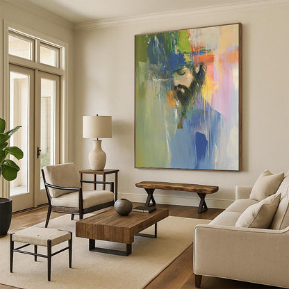 Colorful Abstract Portrait for Bohemian - Style Bedroom & Creative Studio STSC593