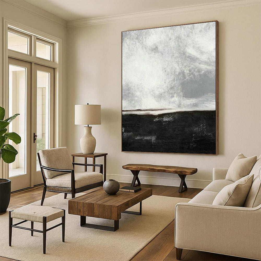 Monochrome Abstract Sea Art for Coastal Home Bedroom & Art - Themed Lounge DLZ2062