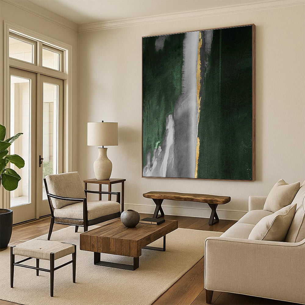 Dark Green & Gold Abstract Art for Luxury Bedroom & High - End Restaurant DLZ1210