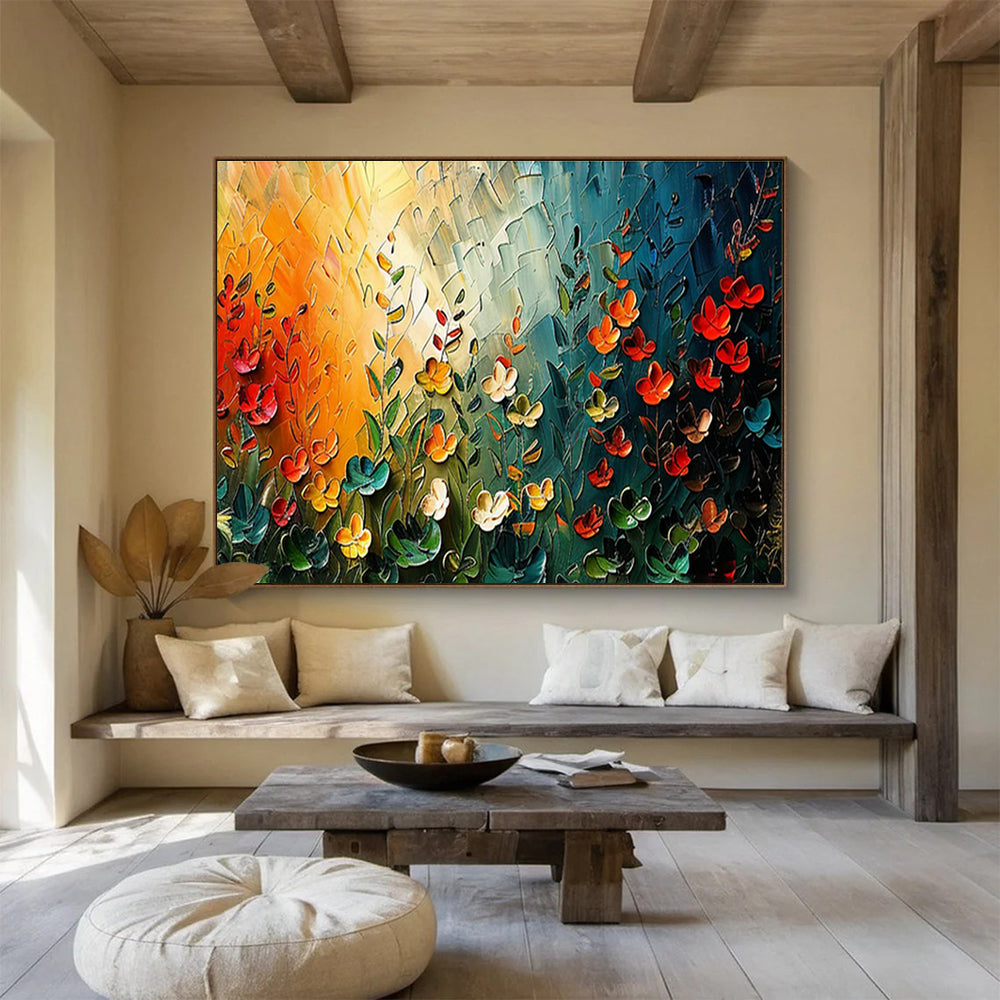 Vivid Floral Field Art for Inspirational Yoga Studio DLZ3071
