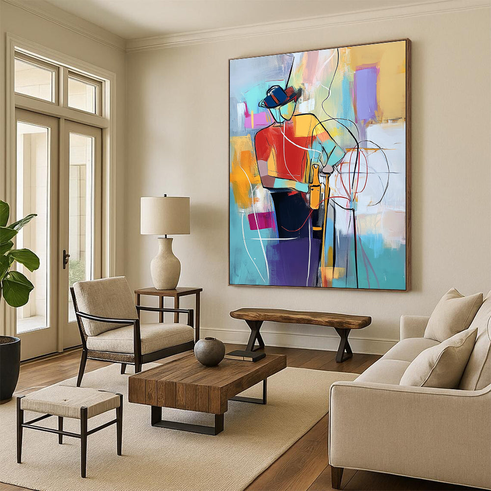 Colorful Abstract Figure for Eclectic Living Room & Artistic Community Space STSC554