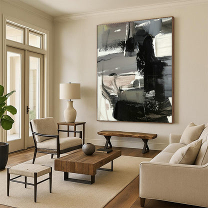 Black - Gray - White Abstract Art for Industrial Loft & Modern Office DLZ1270