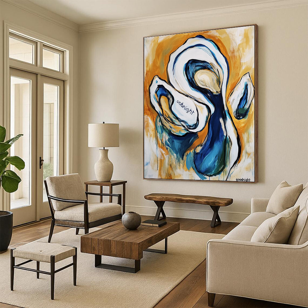 Playful Oyster Abstract for Seafood Restaurant & Coastal Living Room STSC272