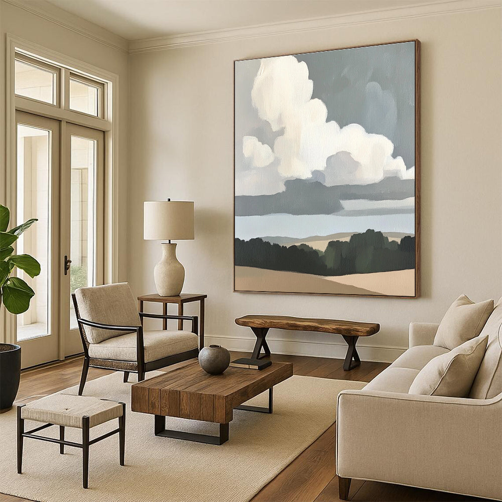 Minimalist Cloudscape Art for Modern Home Office & Serene Bedroom STSC1390