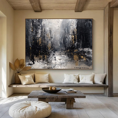 Dark Abstract with Gold Art for Luxury Penthouse & Sophisticated Art Gallery SC286